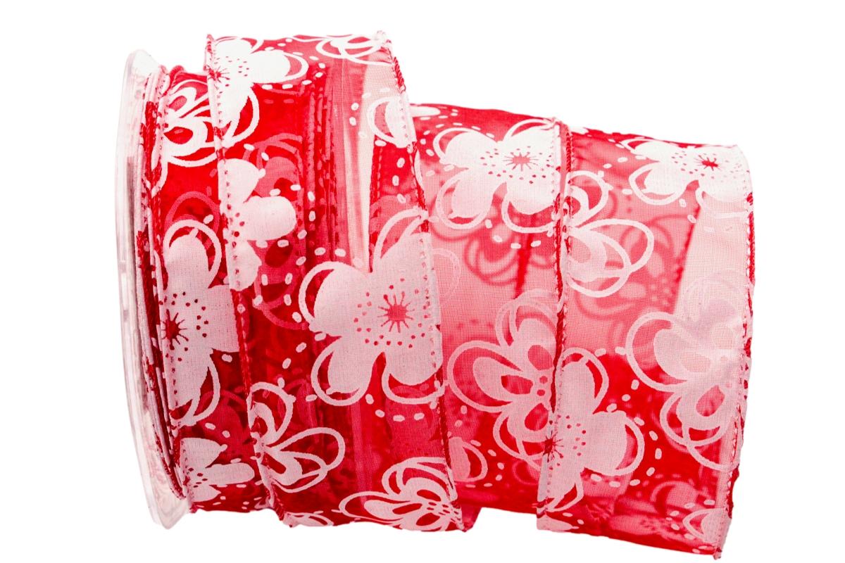 Organzaband Holiday Rot mit Draht 40mm