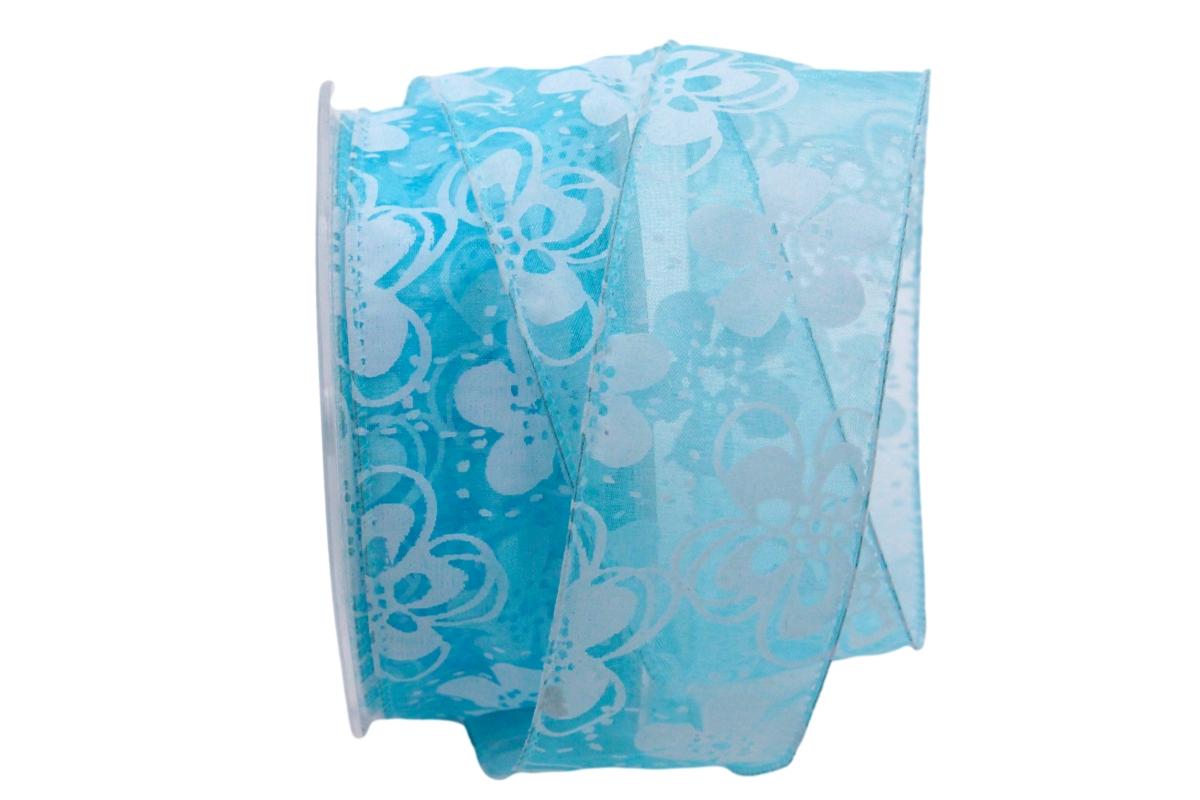 Organzaband Holiday Türkis mit Draht 40mm