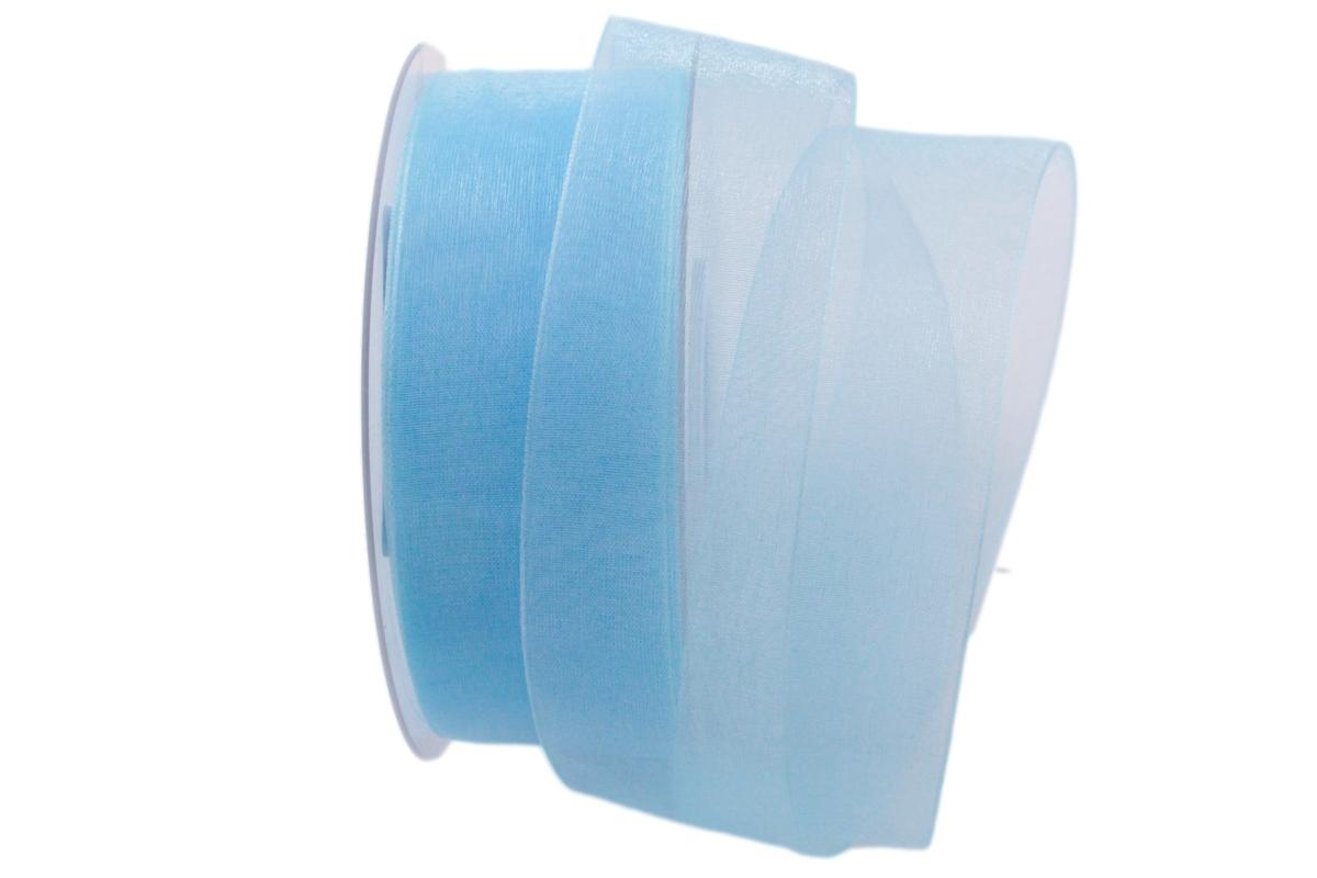 Organzaband Luminoso hellblau 40mm ohne Draht