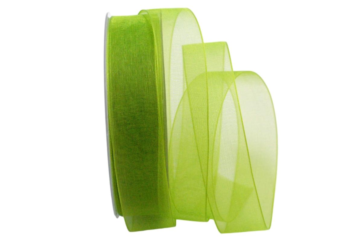 Organzaband Luminoso hellgrün 25mm ohne Draht