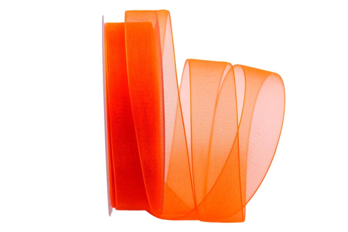 Organzaband Luminoso orange 25mm ohne Draht