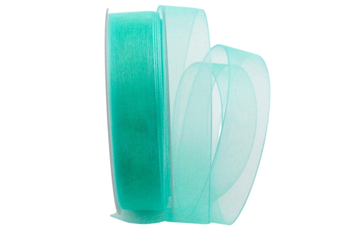Organzaband Luminoso türkis 25mm ohne Draht