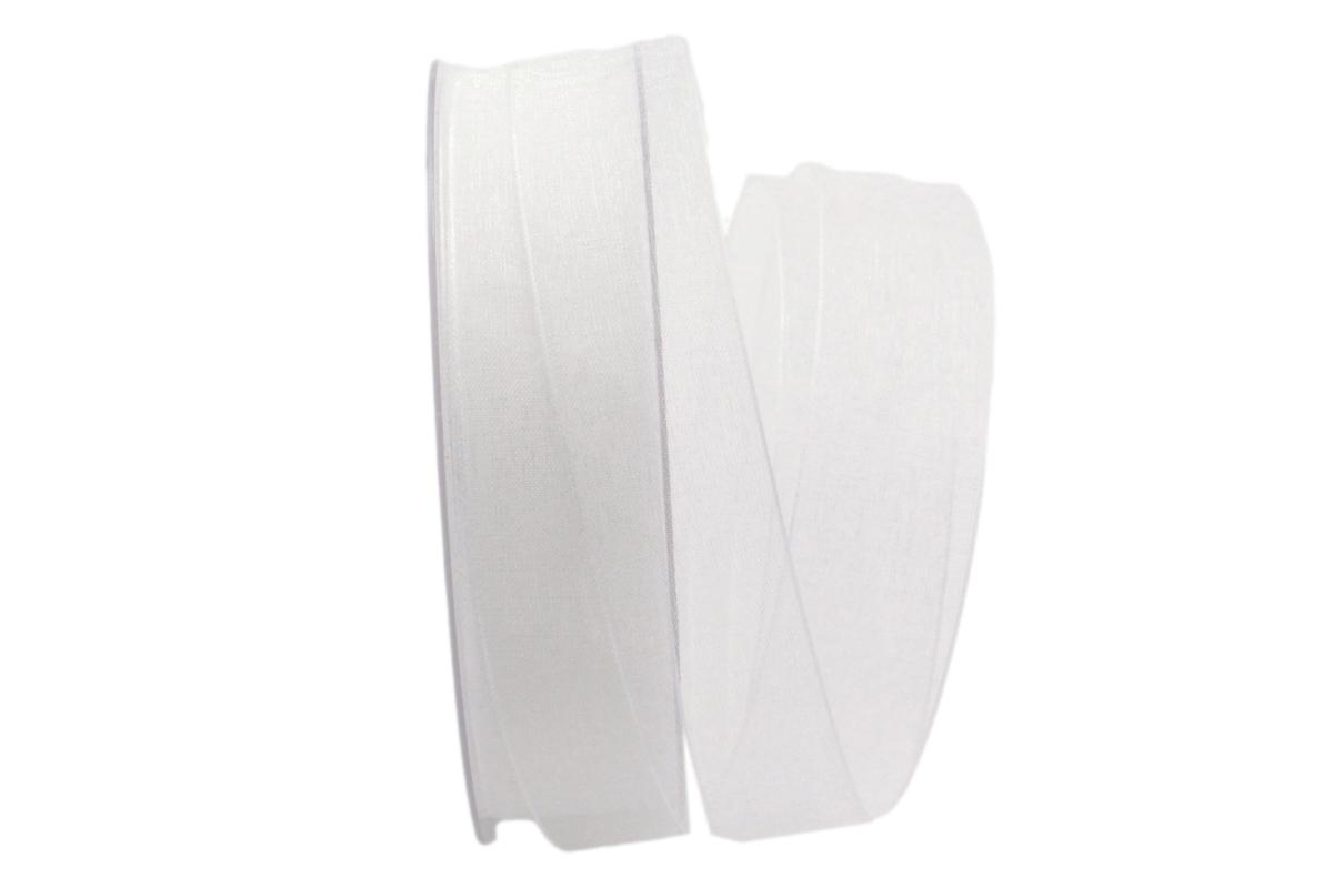 Organzaband Luminoso weiß 25mm ohne Draht