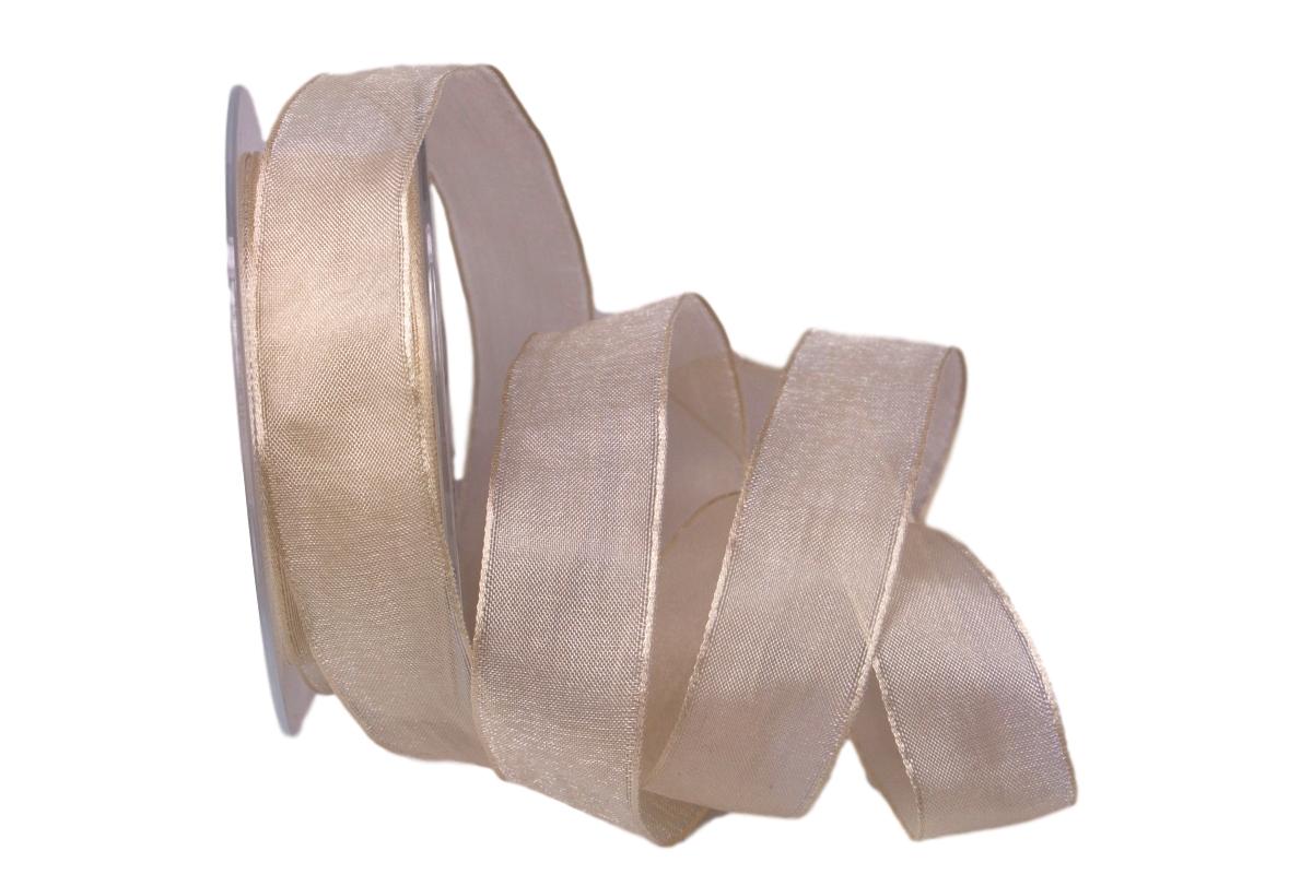 Organzaband creme 25mm ohne Draht