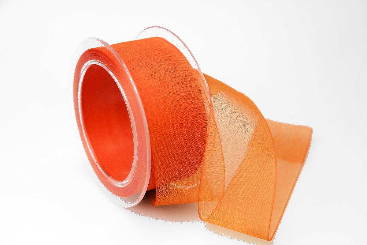 Organzaband Orange ohne Draht 40mm