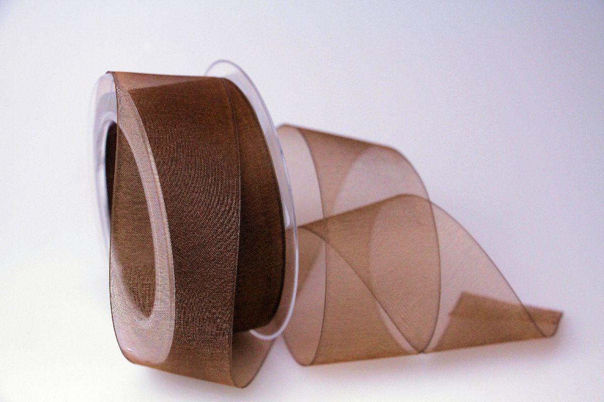 Organzaband Organza Braun ohne Draht 40mm