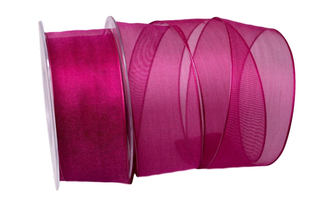 Organzaband pink 40mm mit Draht