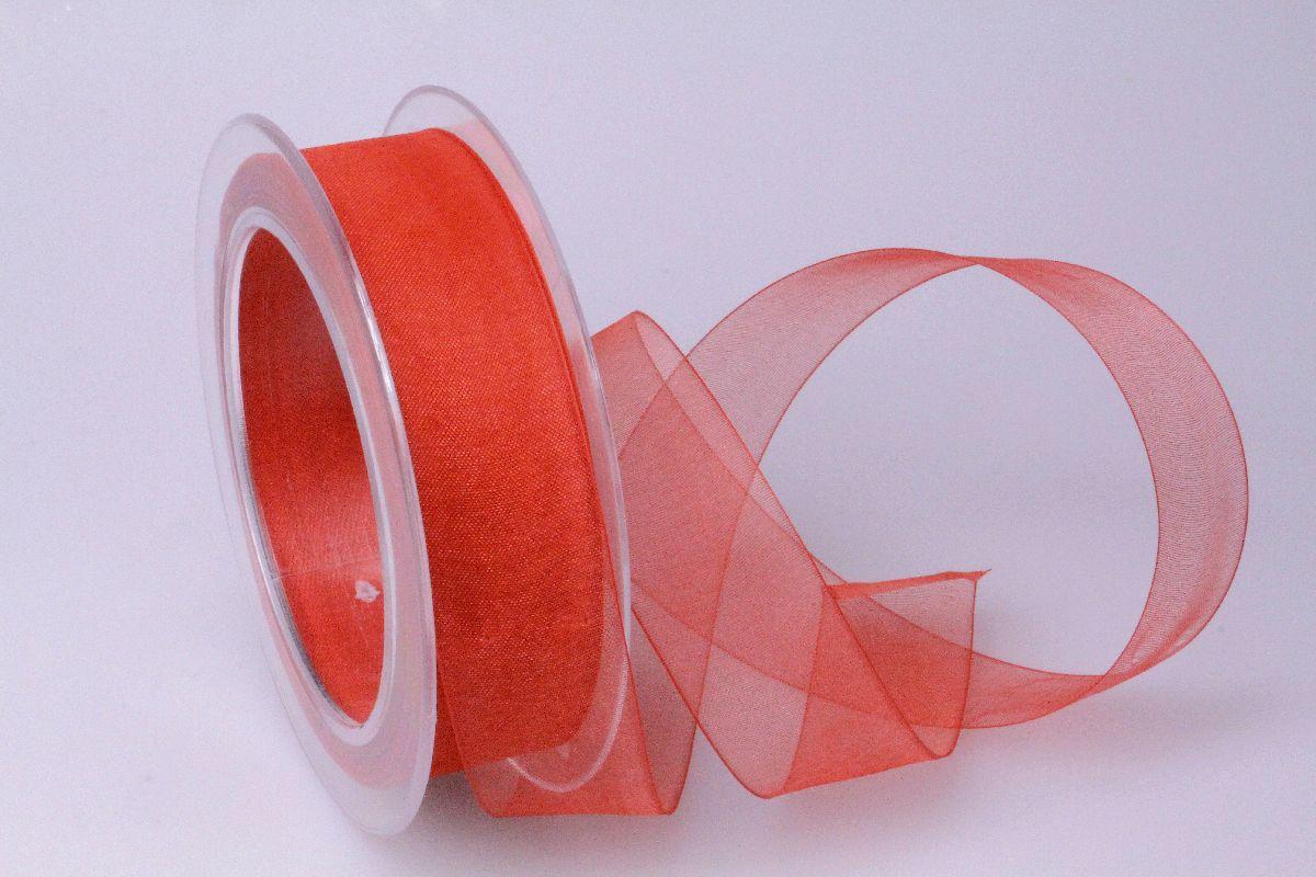 Organzaband Rot ohne Draht 25mm