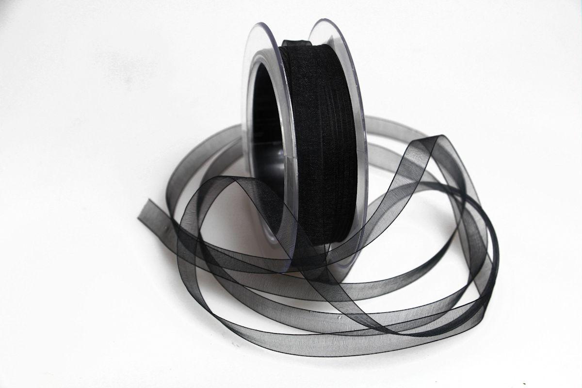 Organzaband schwarz ohne Draht 10mm