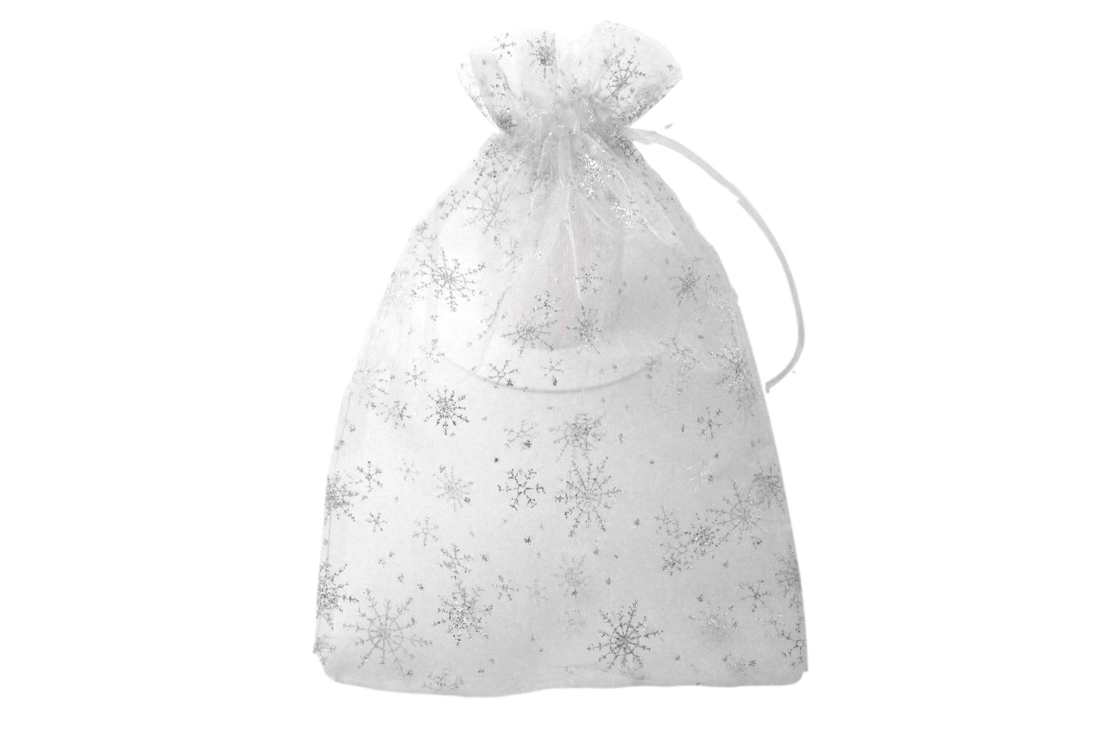 Organzasäckchen Eiskristall weiß 24 x 16cm 10 Stück