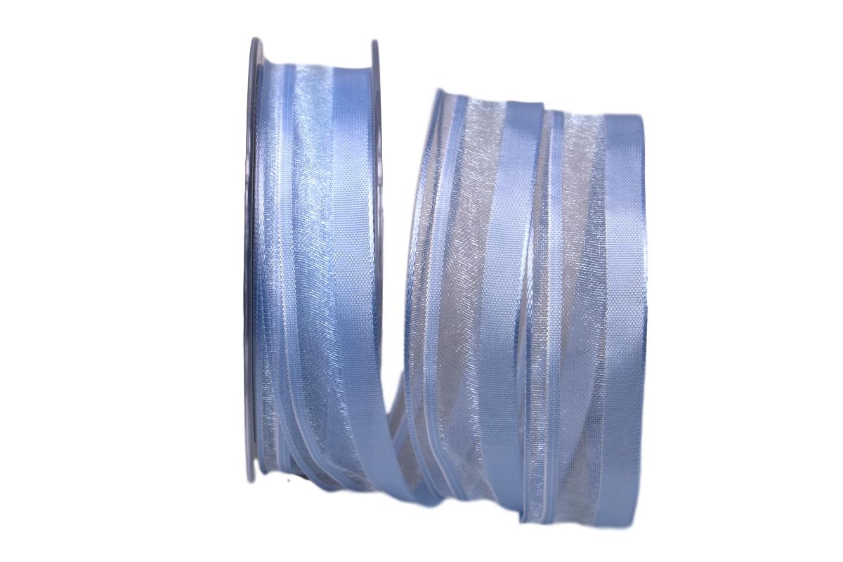 Organzastreifen hellblau 25mm mit Draht