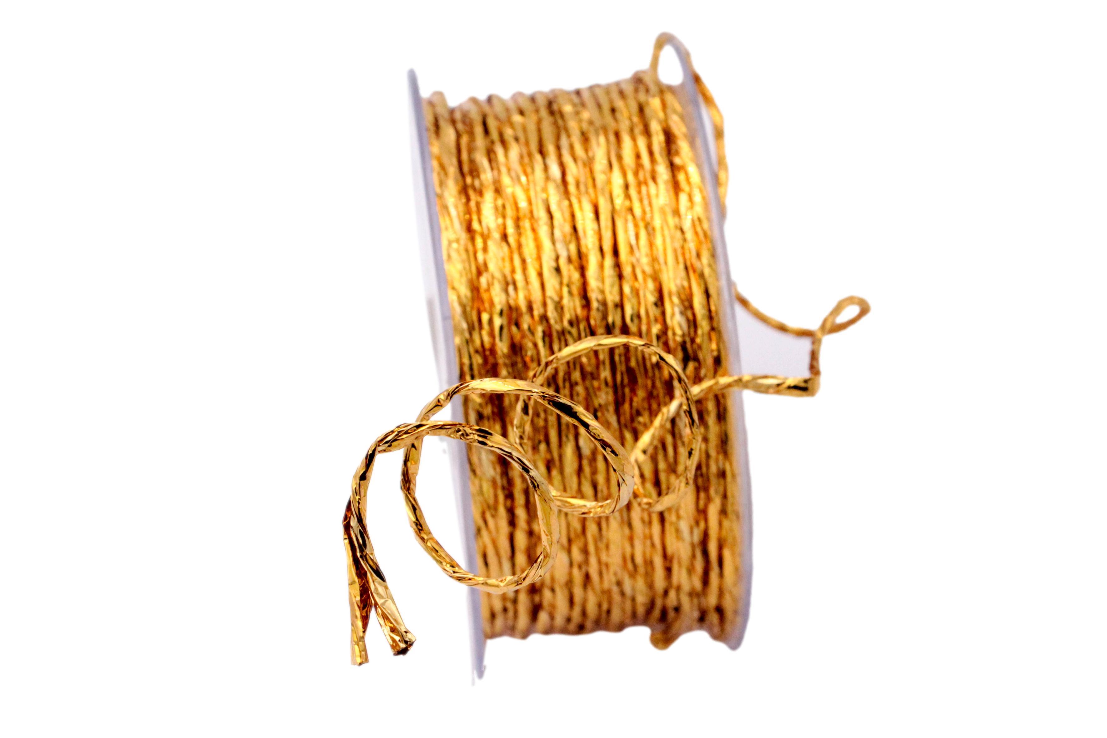 Papierkordel / Folienkordel Gold mit Draht 2mm