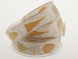 Weihnachtsband Zauberwald creme 25 mm mit Draht Weihnachtsband Zauberwald creme 25 mm mit Draht