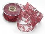 Weihnachtsband Paisley bordeaux mit Draht 40mm Weihnachtsband Paisley bordeaux mit Draht 40mm