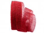 Dekoband Jute 50mm rot ohne Draht