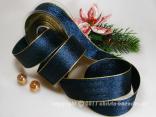 Weihnachtsband Tignale Blau Gold mit Draht 40mm Weihnachtsband Tignale Blau Gold mit Draht 40mm