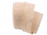 Baumwoll-Juteband mit Gold ca. 50mm creme ohne Draht Baumwoll-Juteband mit Gold ca. 50mm creme ohne Draht