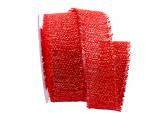 Baumwoll-Juteband mit Gold ca. 50mm rot ohne Draht Baumwoll-Juteband mit Gold ca. 50mm rot ohne Draht