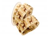 Weihnachtsband Waldelch braun 40mm mit Nylonkante Weihnachtsband Waldelch braun 40mm mit Nylonkante