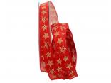 Weihnachtsband Sterne 15mm rot mit Nylonkante Weihnachtsband Sterne 15mm rot mit Nylonkante