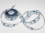 Weihnachtsband Nikolaus mit Draht blau 25 mm Weihnachtsband Nikolaus mit Draht blau 25 mm