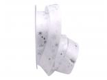 Weihnachtsband Schneeflocken weiß / silber 25mm ohne Draht Weihnachtsband Schneeflocken weiß / silber 25mm ohne Draht