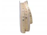 Weihnachtsband Sternchen creme / gold 10mm ohne Draht Weihnachtsband Sternchen creme / gold 10mm ohne Draht