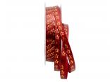 Weihnachtsband Sternchen bordeaux / gold 10mm ohne Draht Weihnachtsband Sternchen bordeaux / gold 10mm ohne Draht