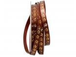 Weihnachtsband Sternchen braun / gold 10mm ohne Draht Weihnachtsband Sternchen braun / gold 10mm ohne Draht