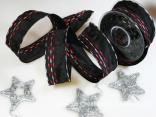 Weihnachtsband Nürnberg Schwarz Rot mit Draht 40mm Weihnachtsband Nürnberg Schwarz Rot mit Draht 40mm
