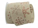 Weihnachtsband Eiskristall natur 62mm mit Draht Weihnachtsband Eiskristall natur 62mm mit Draht