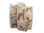 Motivband Winterlandschaft braun 40mm mit Draht Motivband Winterlandschaft braun 40mm mit Draht