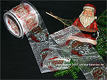 Weihnachtsband Weihnachtsmann Rot/Creme/Gold ohne Draht 70mm Weihnachtsband Weihnachtsmann Rot/Creme/Gold ohne Draht 70mm