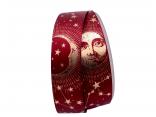 Weihnachtsband Sky bordeaux / gold 40mm ohne Draht