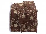 Weihnachtsband Sternenwald braun 40mm mit Draht Weihnachtsband Sternenwald braun 40mm mit Draht