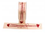 Spruchband "Ich liebe Dich " creme 40mm ohne Draht