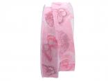 Motivband Farfalla rosa 25mm mit Angelschnur Motivband Farfalla rosa 25mm mit Angelschnur
