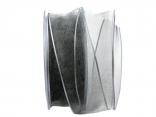 Organzaband grau 40mm mit Draht