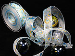 Organzaband Retro Hellblau mit Draht 25mm Organzaband Retro Hellblau mit Draht 25mm