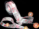 Organzaband Retro Rosa mit Draht 25mm Organzaband Retro Rosa mit Draht 25mm