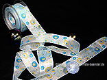 Organzaband Retro Blau mit Draht 40mm Organzaband Retro Blau mit Draht 40mm