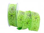 Motivband moderne Blume hellgrün 40mm mit Draht Motivband moderne Blume hellgrün 40mm mit Draht