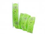 Motivband moderne Blume hellgrün 25mm mit Draht Motivband moderne Blume hellgrün 25mm mit Draht