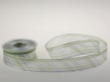 Organzaband Stripes and Lines weiss mit Draht 40 mm Organzaband Stripes and Lines weiss mit Draht 40 mm