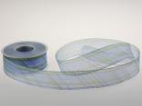 Organzaband Stripes and Lines blau mit Draht 40 mm Organzaband Stripes and Lines blau mit Draht 40 mm