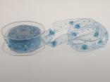 Organzaband Rose Hellblau mit Draht 25mm