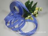 Karoband Landhauskaro Blau mit Draht 15mm Karoband Landhauskaro Blau mit Draht 15mm