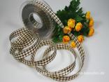 Karoband Landhauskaro Braun mit Draht 15mm Karoband Landhauskaro Braun mit Draht 15mm
