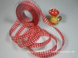 Karoband Landhauskaro Rot mit Draht 15mm Karoband Landhauskaro Rot mit Draht 15mm
