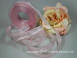 Karoband Landhauskaro Rosa mit Draht 15mm Karoband Landhauskaro Rosa mit Draht 15mm